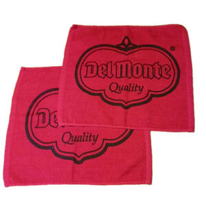 Vintage Del Monte Brand Red Kitchen Towels Terry Cloth Velour Pair